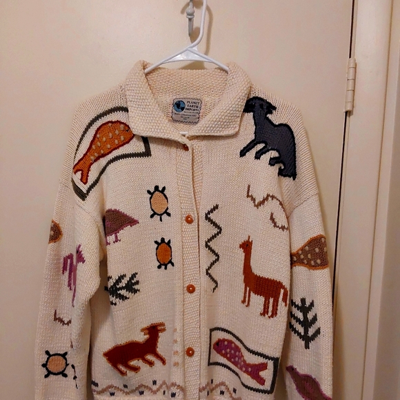 Planet Earth Hand-Loomed in Peru Sweater Cotton Used - Picture 1 of 3